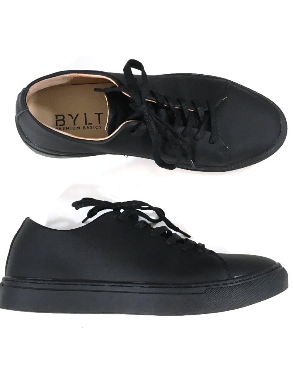 BYLT Premium Basics Lux Low Sneakers Mens Size 8.5 Black Leather